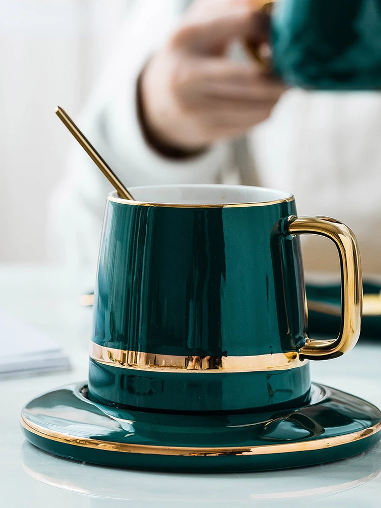 

MDZF SWEETHOME 400 мл европейская роскошная керамическая кофейная чашка десертный чай с крышкой коврик ложка чашка для молока кружка посуда для напитков набор инструментов в подарочной коробке