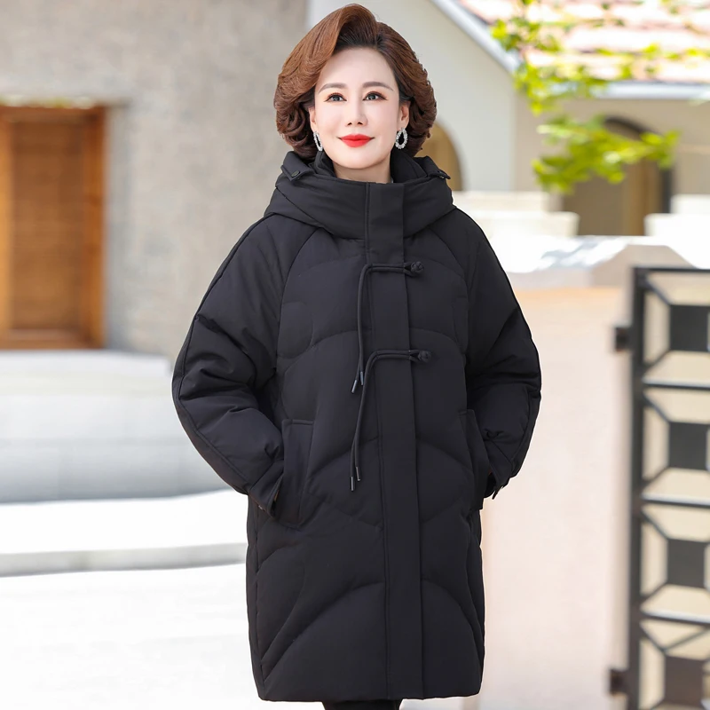 Middle aged Women's Long Feather Coats Hooded 2023 New 90% White Duck Down Jackets for Women Thick Warm Overcoat High Quality
Middle aged Women's Long Feather Coats Hooded 2023 New 90% White Duck Down Jackets for Women Thick Warm Overcoat High Quality