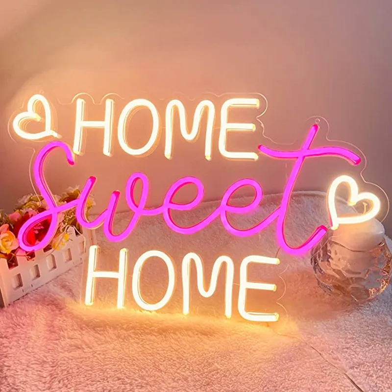 

Home Sweet Home Neon Sign Warm LED Light Letters Aesthetic Home Room Decoration USB Wall Lamp For Bedroom Party Festival Decor
