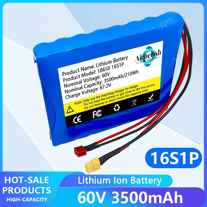 

New 16S1P 18650 60V 3500mAh Lithium Ion Battery Pack,For Balance Bike Electric Unicycle Rechargeable Li-ion Battery