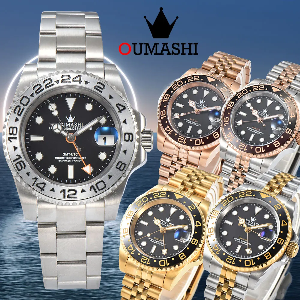 

OUMASHI Watch NH34 Automatic Mechanical Luxury Watch Sapphire Glass GMT Men's Watch Night Glow Ceramic Watch Stainless SteelCase