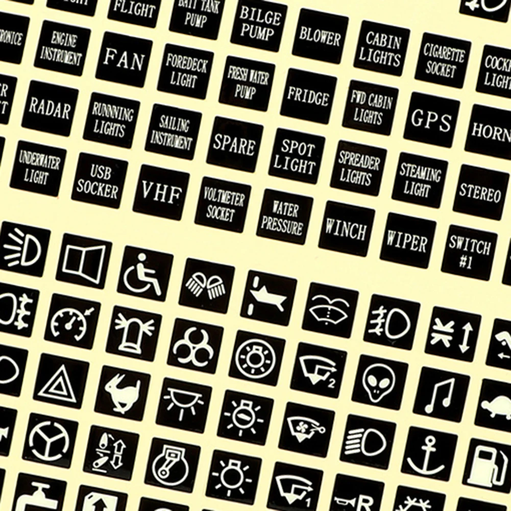 1 Set 132pcs Button Stickers Fuse Box/Switch Stickers Labels Decal Instrument Board Car Boat Panel Black Luminous Durable
1 Set 132pcs Button Stickers Fuse Box/Switch Stickers Labels Decal Instrument Board Car Boat Panel Black Luminous Durable