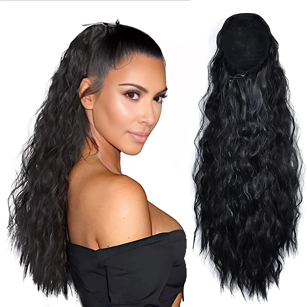 

Long Curly Drawstring Ponytail Synthetic Ponytails for Women Black Blonde Ponytail Clip in Hair Extensions for Daily Cosplay