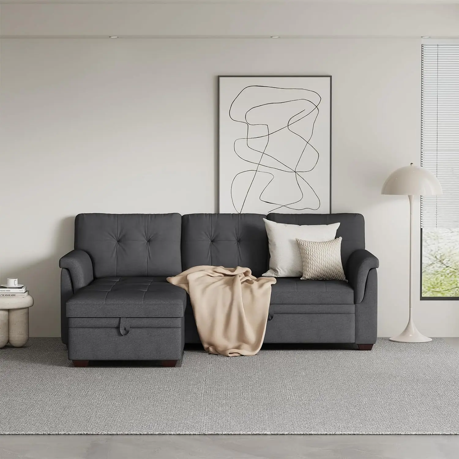 Sectional Sofa L Shaped Sleeper of Convertible Lounge Pull Out Couch Bed and Storage Chaise for Home Living Room
Sectional Sofa L Shaped Sleeper of Convertible Lounge Pull Out Couch Bed and Storage Chaise for Home Living Room