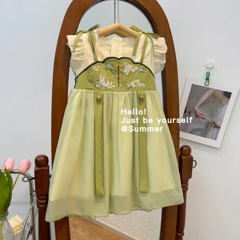 Chinese Style Children's Summer Hanfu Chinese Style Heavy Embroidery Dress Cool Breathable Chiffon Fresh Dress-WSNY
Chinese Style Children's Summer Hanfu Chinese Style Heavy Embroidery Dress Cool Breathable Chiffon Fresh Dress-WSNY