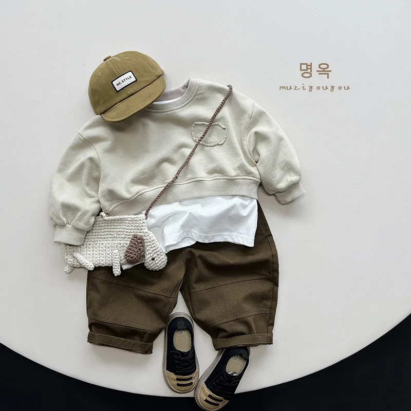 2025 Autumn New Children Long Sleeve Sweatshirt Fashion Girl Short Hoodie Kids Casual Tops Cotton Baby Toddler Clothes 1-6year 12 S80950fc69f554102b1de42b86e386565w