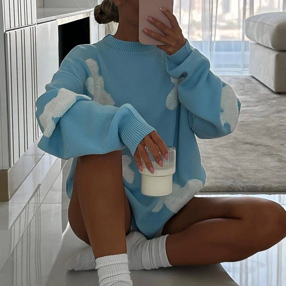 Comfy Sweater Knitted Sweaters Long-sleeved Popular Sweatshirts Pullovers Women's Cute Patterned Casual Style
Comfy Sweater Knitted Sweaters Long-sleeved Popular Sweatshirts Pullovers Women's Cute Patterned Casual Style