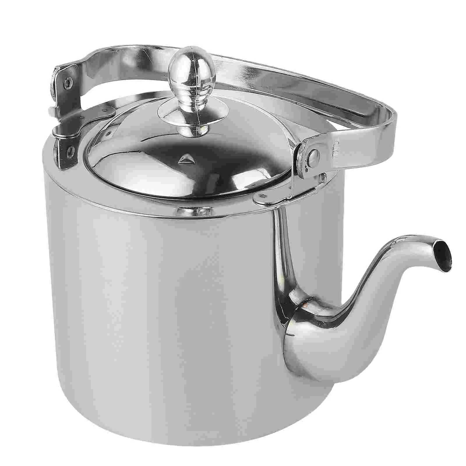 

Stainless Steel Teapot Metal Tea Kettle with Removable Infuser 2L Loose Leaf Teapots Stovetop Safe Teapot for Home Office