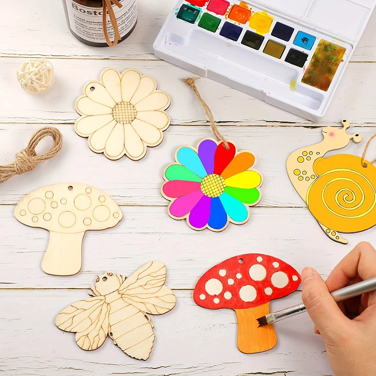 

80pcs Unfinished Wooden Cutouts Butterfly Wood Slices Flower, Blank Wooden Paint Crafts For Painting, DIY Crafts 8 Styles