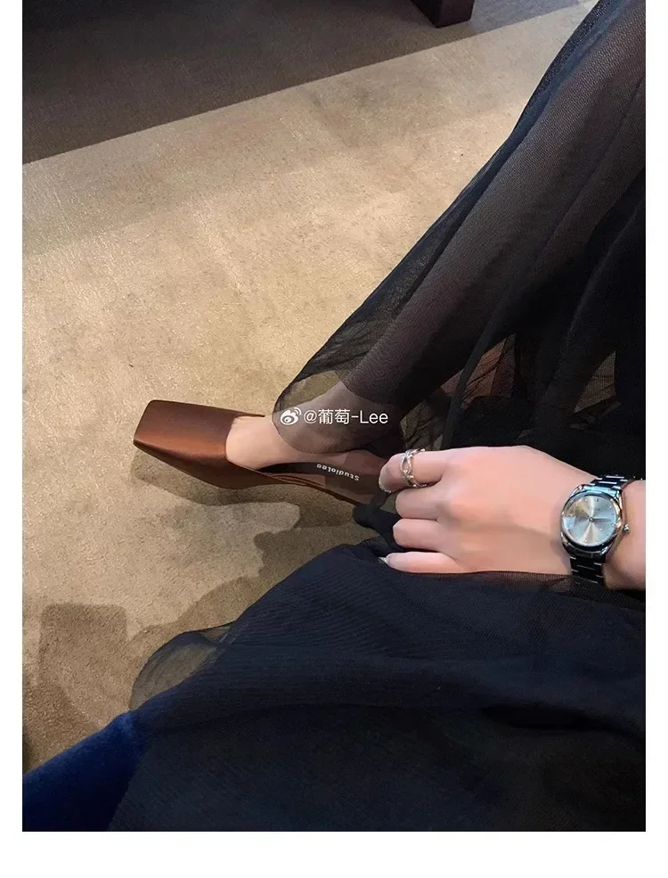 Luxury Satin Design Mules Shoes for Women Summer Sexy Square Head Strange Low Heel Slide Sandals Elegant Comfort Dress Slippers 12 S8097c6e062a145d8b950153b252ae6a7R