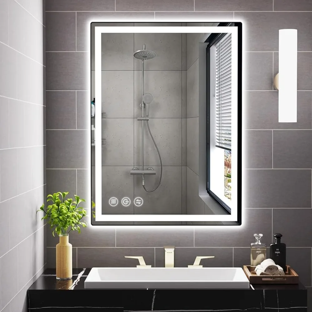 

24"x 32" LED Bathroom Mirror with Stepless Dimmable Wall Mirrors with Anti-Fog, Dimmable CRI 90,Vanity Mirror with 3 Color Modes