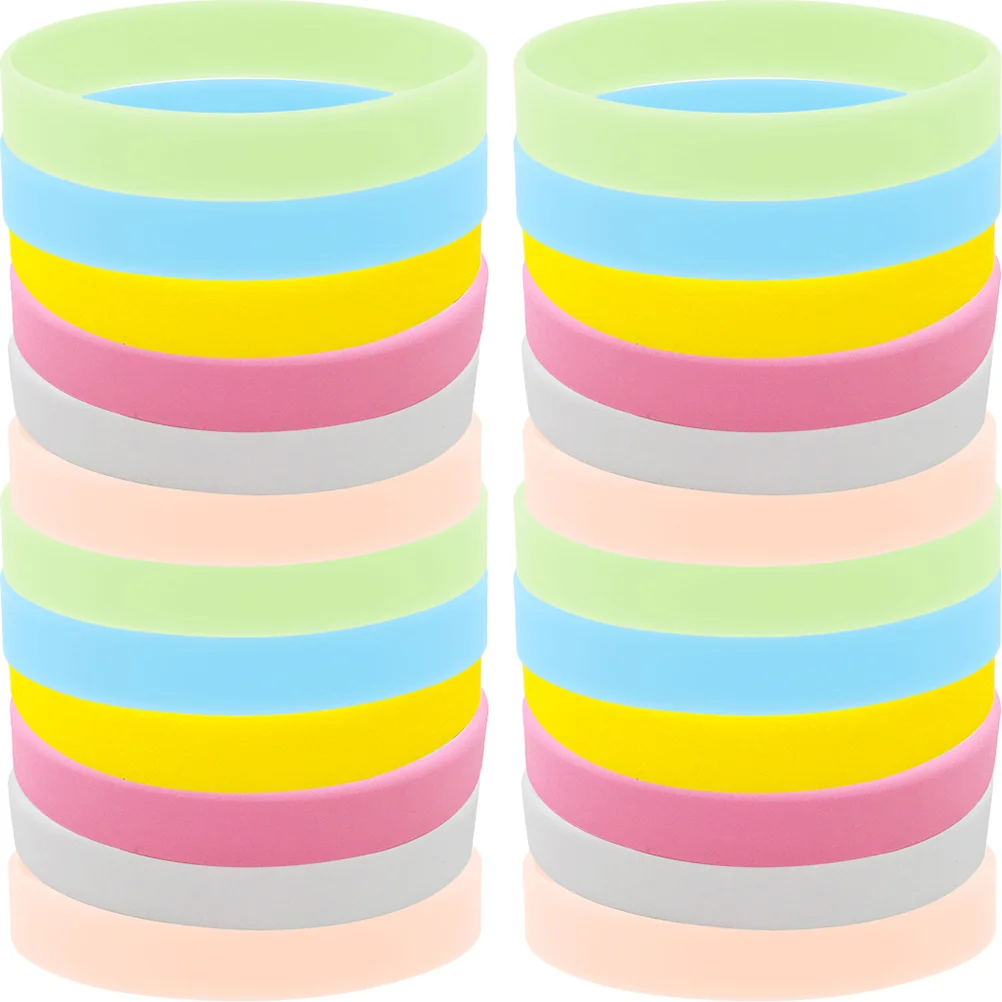 

24 Pcs Glow in The Dark Glow Party Supplies Flash Personalized Silicone Wristbands Light up Silica Gel 80s Accessories for Women