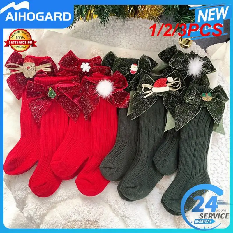 

1/2/3PCS Winter Baby Boys Christmas Socks Kids Knee High Sock Woolen Leg Warmers Children Soft Cotton Red Long Socks For