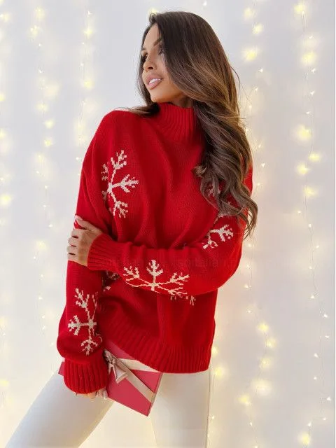 Happy Festive Christmas Casual Snowflake Jacquard High Neck Women's Loose Fitting Long Sleeves Sweater Y2k Women Свитер Женский
Happy Festive Christmas Casual Snowflake Jacquard High Neck Women's Loose Fitting Long Sleeves Sweater Y2k Women Свитер Женский