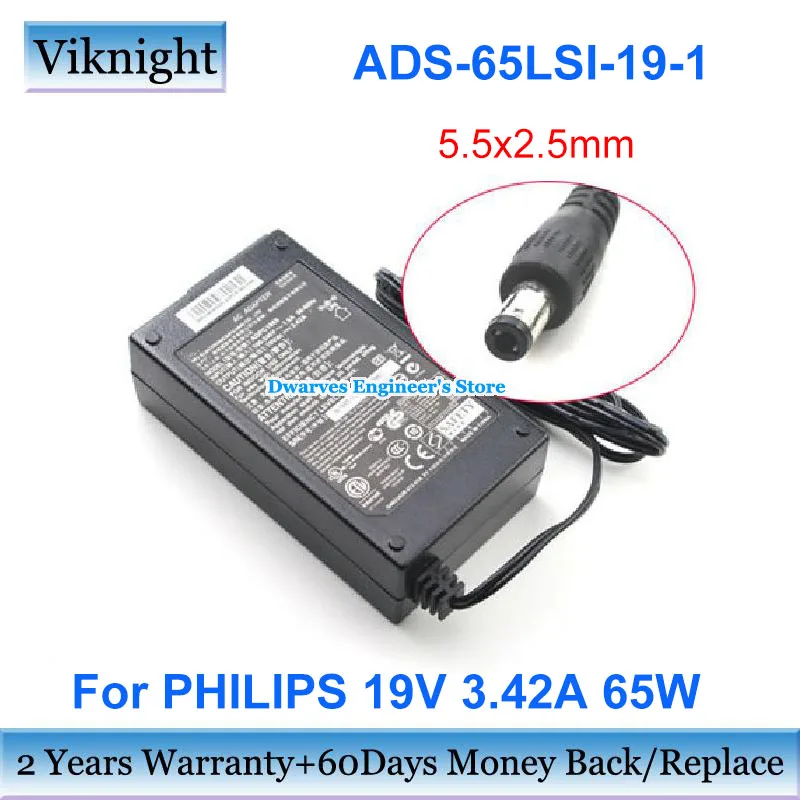 

Genuine 19V 3.42A 65W AC Adapter ADS-65LSI-19-1 ADPC1965 Monitor Charger For PHILIPS 247E4QSD S220E2A 224E5Q 274E5QHAB 2345EQ