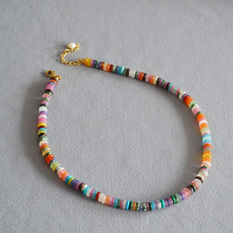 Natural Stone Choker Bohemia Style Beautiful Color Disc Agate Stone Beaded Vintage Fashion Stacked Necklace
Natural Stone Choker Bohemia Style Beautiful Color Disc Agate Stone Beaded Vintage Fashion Stacked Necklace