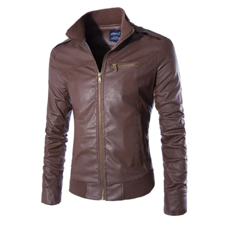 

Новинка 2023, зимняя мужская кожаная куртка, кожаное пальто для мотогонок, одежда, корейская мода, мужская одежда