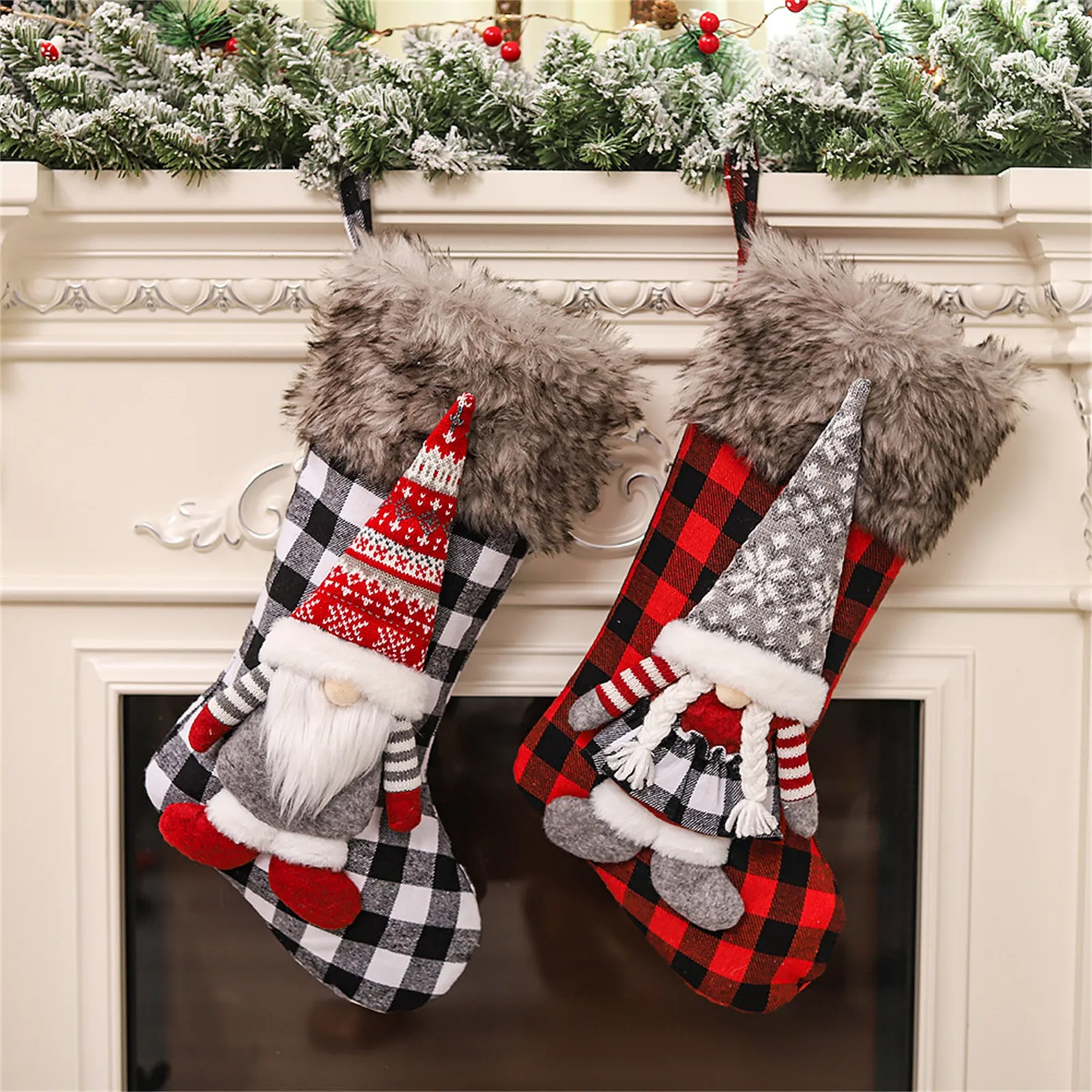 

Christmas Stocking christmas decorations 2024 Santa Claus Candy Sock Bag Xmas Tree Hanging Decor Gift adornos navideños