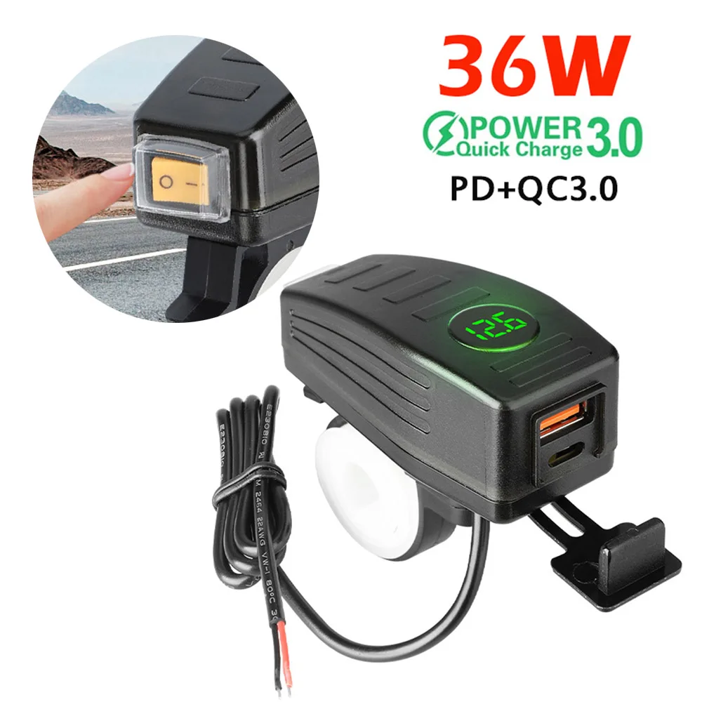 Motorcycle Charger PD+QC3.0 38W Waterproof 12V USB Moto Handlebar/Rear Mirror Dual Port Fast Charge Power Socket With Voltmeter
Motorcycle Charger PD+QC3.0 38W Waterproof 12V USB Moto Handlebar/Rear Mirror Dual Port Fast Charge Power Socket With Voltmeter