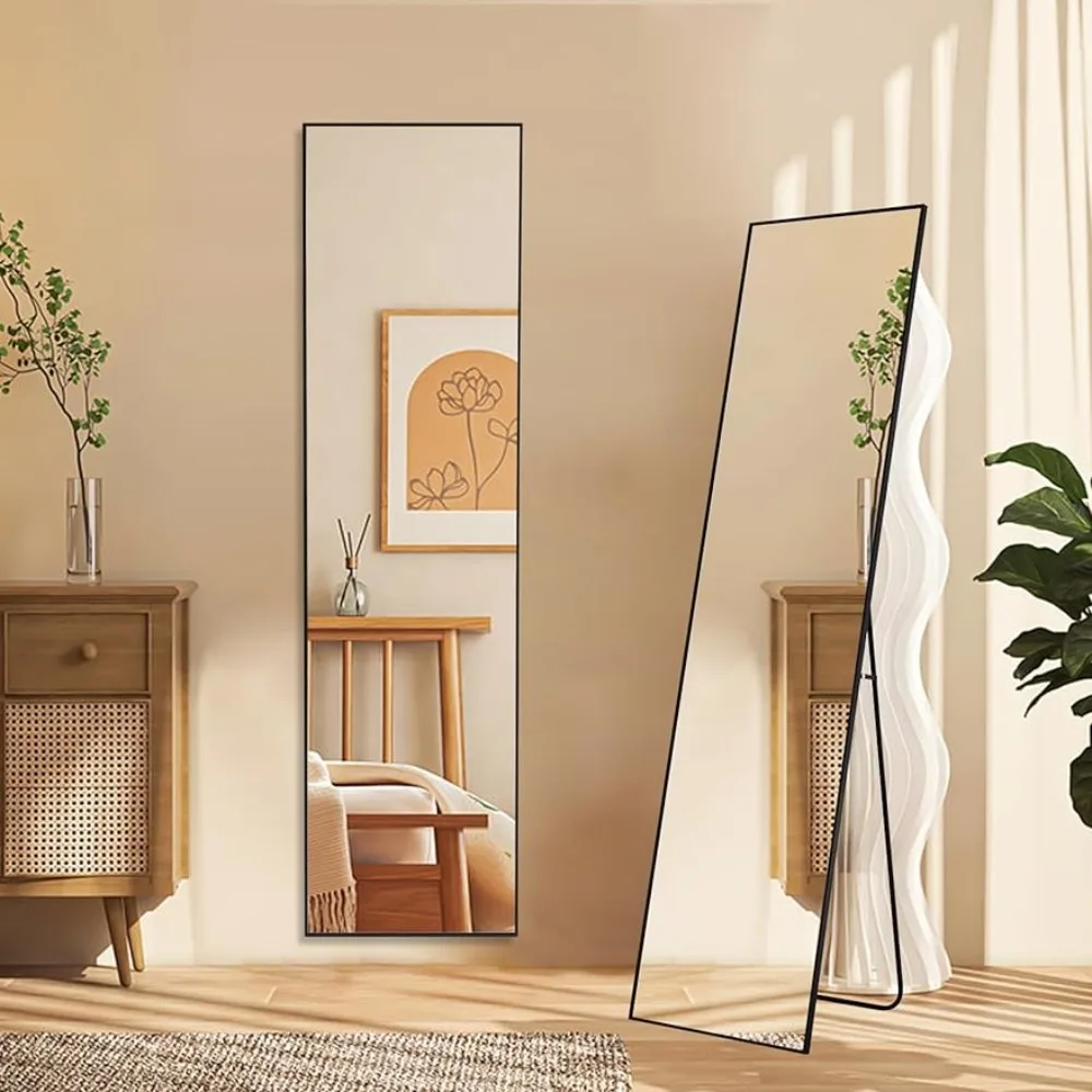 Full Length Mirror, Floor Full Body Mirror, Standing Leaning Mirror, Alloy Thin Frame for Living Room Bedroom Cloakroom, Black
Full Length Mirror, Floor Full Body Mirror, Standing Leaning Mirror, Alloy Thin Frame for Living Room Bedroom Cloakroom, Black