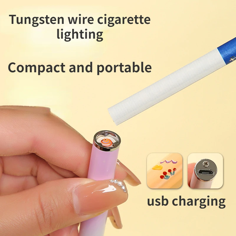 

New rechargeable tungsten cigarette lighter small portable Stylish Lighter Metal Windproof Unusual Cigarettes Pocket Lighters