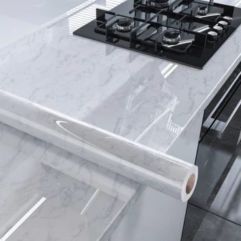 대리석 자체 접착 벽지 비닐 벽 스티커, 방수 접촉지, 주방 장식 필름, 홈 데코, 60cm 너비 상품 이미지