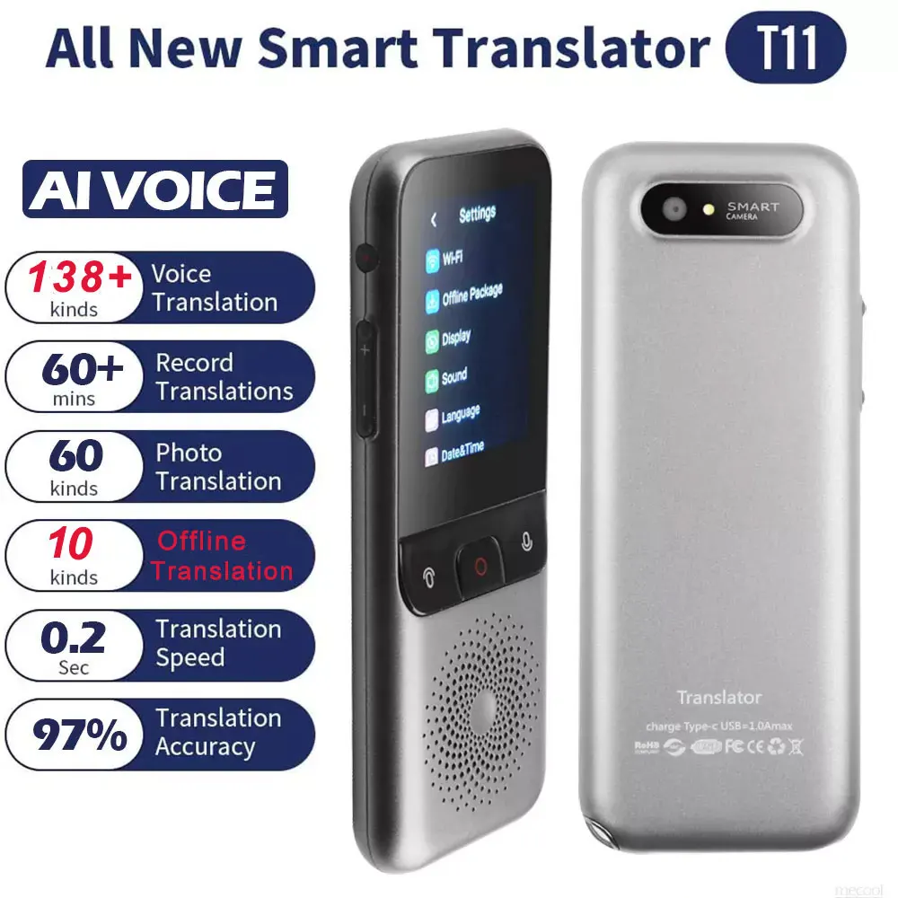 138 Languages T11 Portable Smart Voice Translator Real-time Multi-Language Speech Interactive Offline Translator Business Travel
138 Languages T11 Portable Smart Voice Translator Real-time Multi-Language Speech Interactive Offline Translator Business Travel
