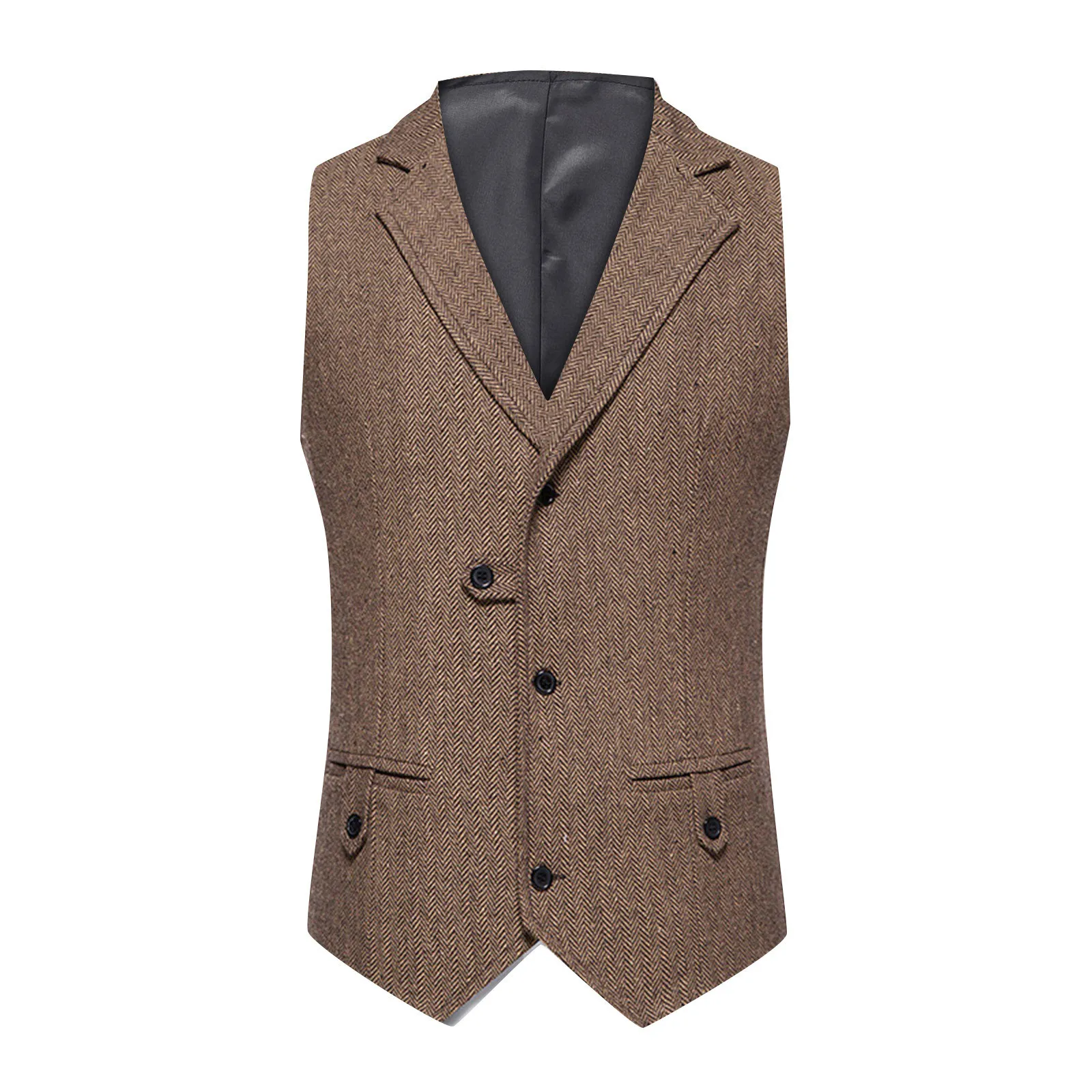 

Herringbone Men's Vests Casual Suit Vest Notch Lapel Single Breasted Waistcoat For Wedding Groomsmen Men Vest Business Dress