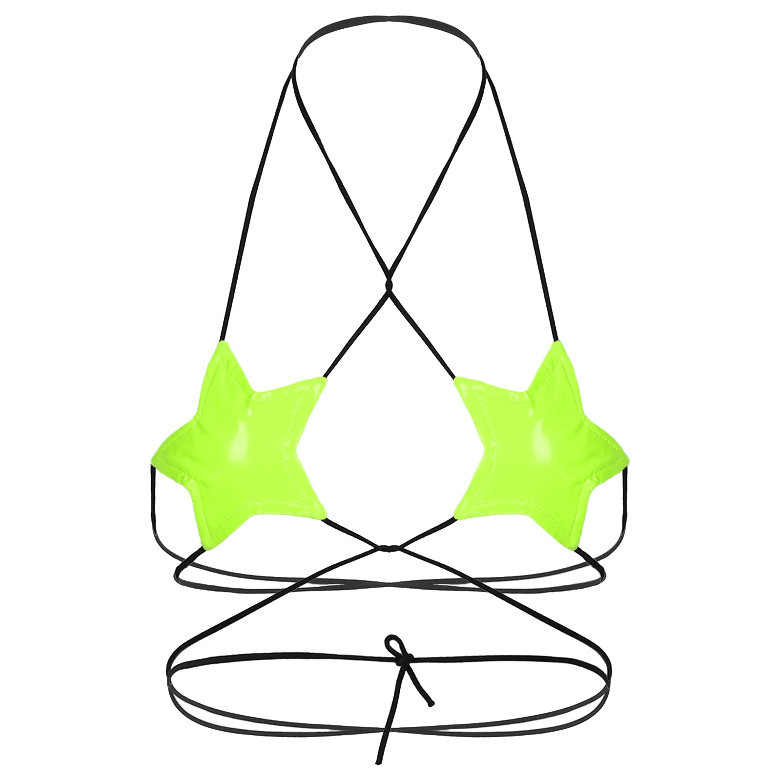 Sexy Crop Tops Womens Wet Look PU Leather Bra Lingerie Halter Neck Strappy Star Shape Cup Erotic Bralette Bra Rave Party Club
Sexy Crop Tops Womens Wet Look PU Leather Bra Lingerie Halter Neck Strappy Star Shape Cup Erotic Bralette Bra Rave Party Club