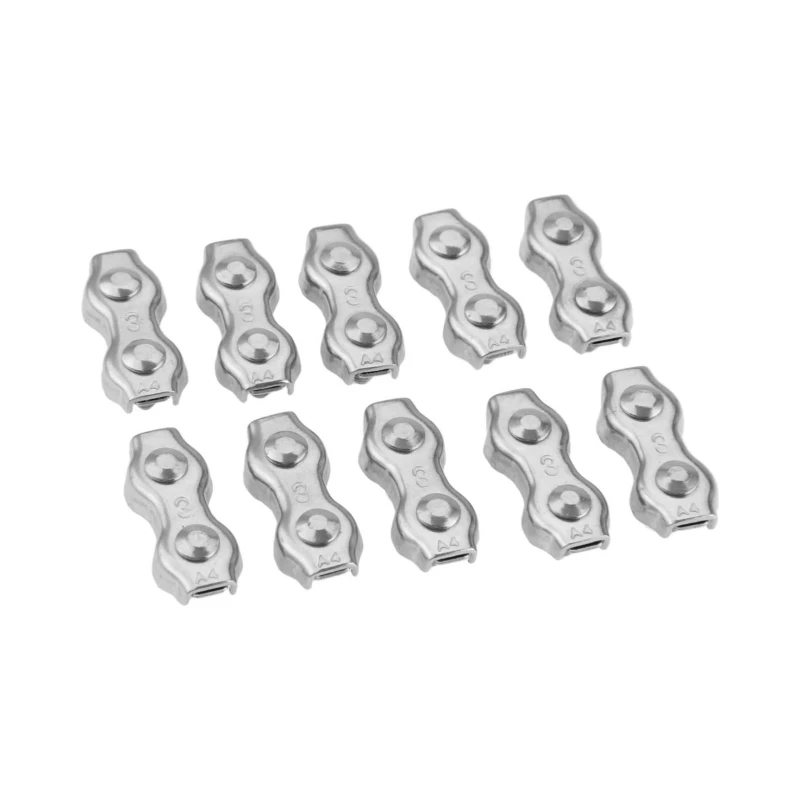 

ISURE MARINE 10PCS 3mm Duplex Cable Clamp, 316 Stainless Steel Easy Adjust Double Wire Rope Clip Fastener Multi Function