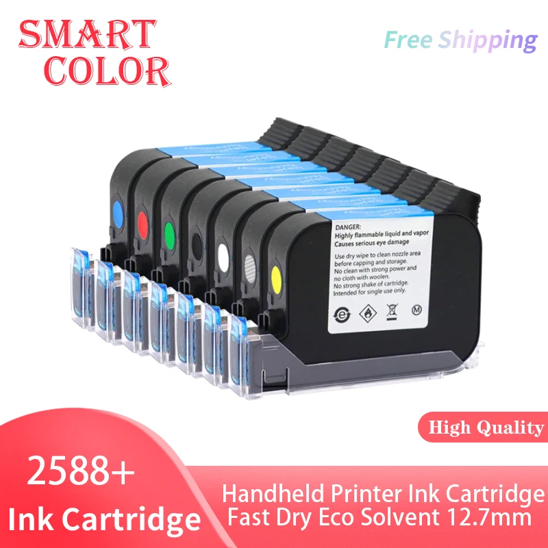

Картридж для струйных принтеров, 2588, 42 мл, черный, красный, синий, зеленый, быстросохнущий, высота печати 12,7 мм, универсальный, для ручных струйных принтеров