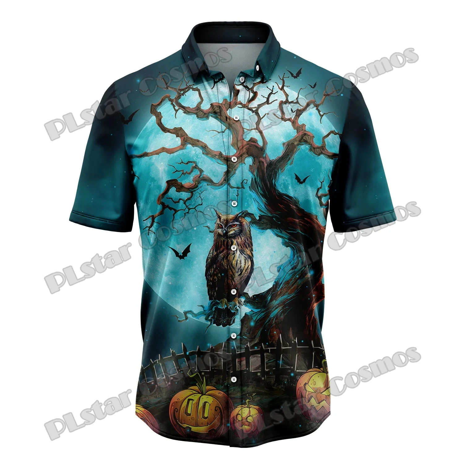 

Owl Midnight Halloween Style 3D Printed Fashion Men's Hawaiian Shirt Unisex Summer Casual Short Sleeve Button Down Shirts CY-45