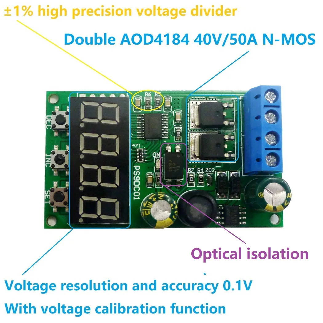 PS9DC01 15A DC6-30V Battery Protection Board Multifunctional Battery Discharge Protector with Energy Saving Mode Reset Function
PS9DC01 15A DC6-30V Battery Protection Board Multifunctional Battery Discharge Protector with Energy Saving Mode Reset Function