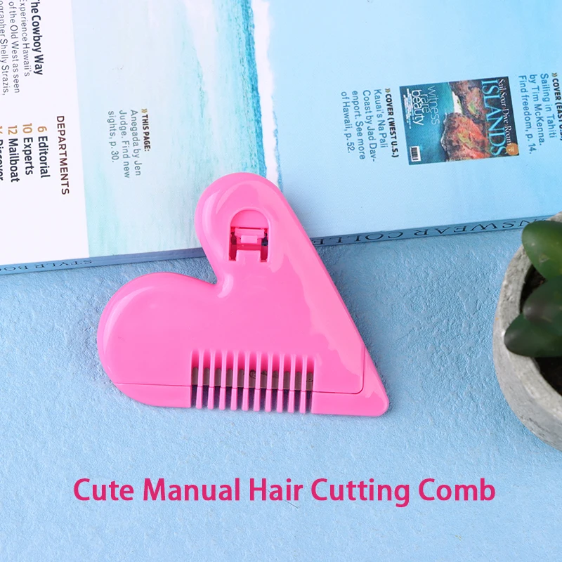 

Cute Manual Hair Cutting Comb Peach Heart Double Sided Hair Comb Love Bangs Hit Thin Children's Hair Cutting Comb Self Trimmer