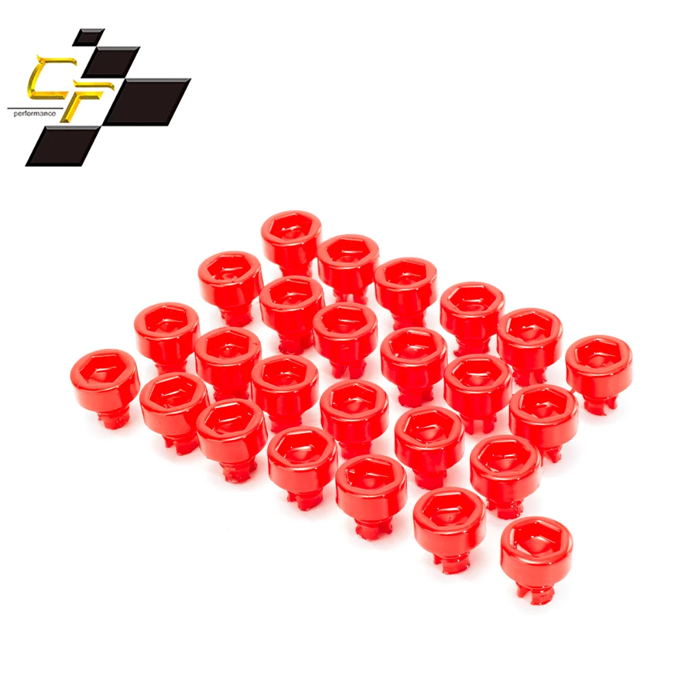 

100pcs Wheel Rivets Nuts For Universal Rim Cap Lip Screw Bolt Tires Replacement Decoration Car Styling Tunning Parts ABS Red