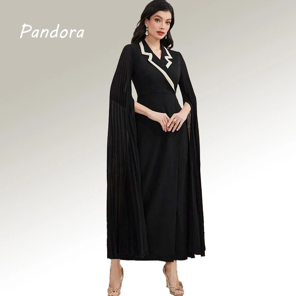 Pandora Black women's V-neck ankle-length long sleeve formal Occasion Dress Crystal A-Line Wedding Cocktail Party Evening dress
Pandora Black women's V-neck ankle-length long sleeve formal Occasion Dress Crystal A-Line Wedding Cocktail Party Evening dress