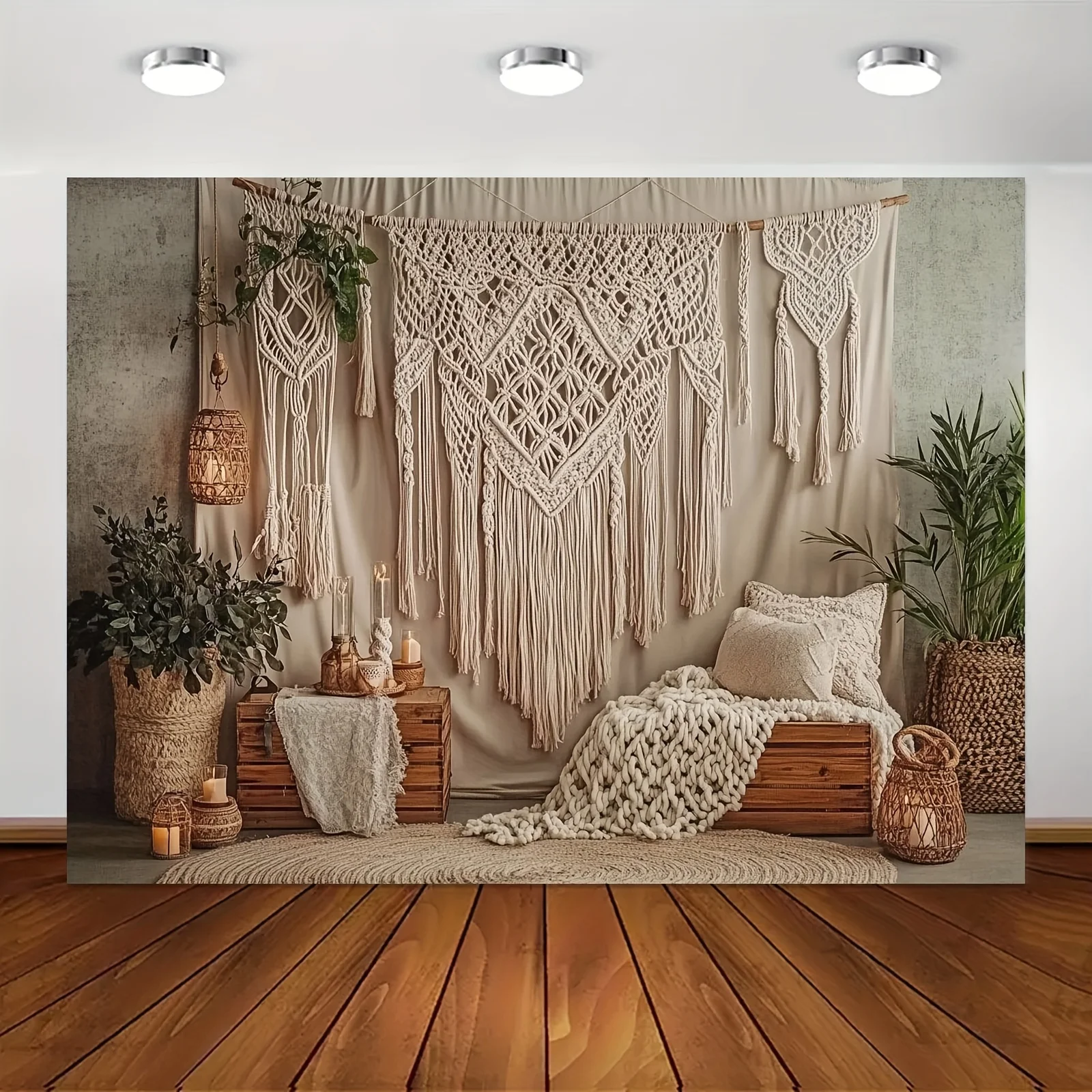 Geometric Macrame Wall Art - Bohemian Ribbon Design Background 2 S80c276eaf42e4aa19e35c8ba057a970b3