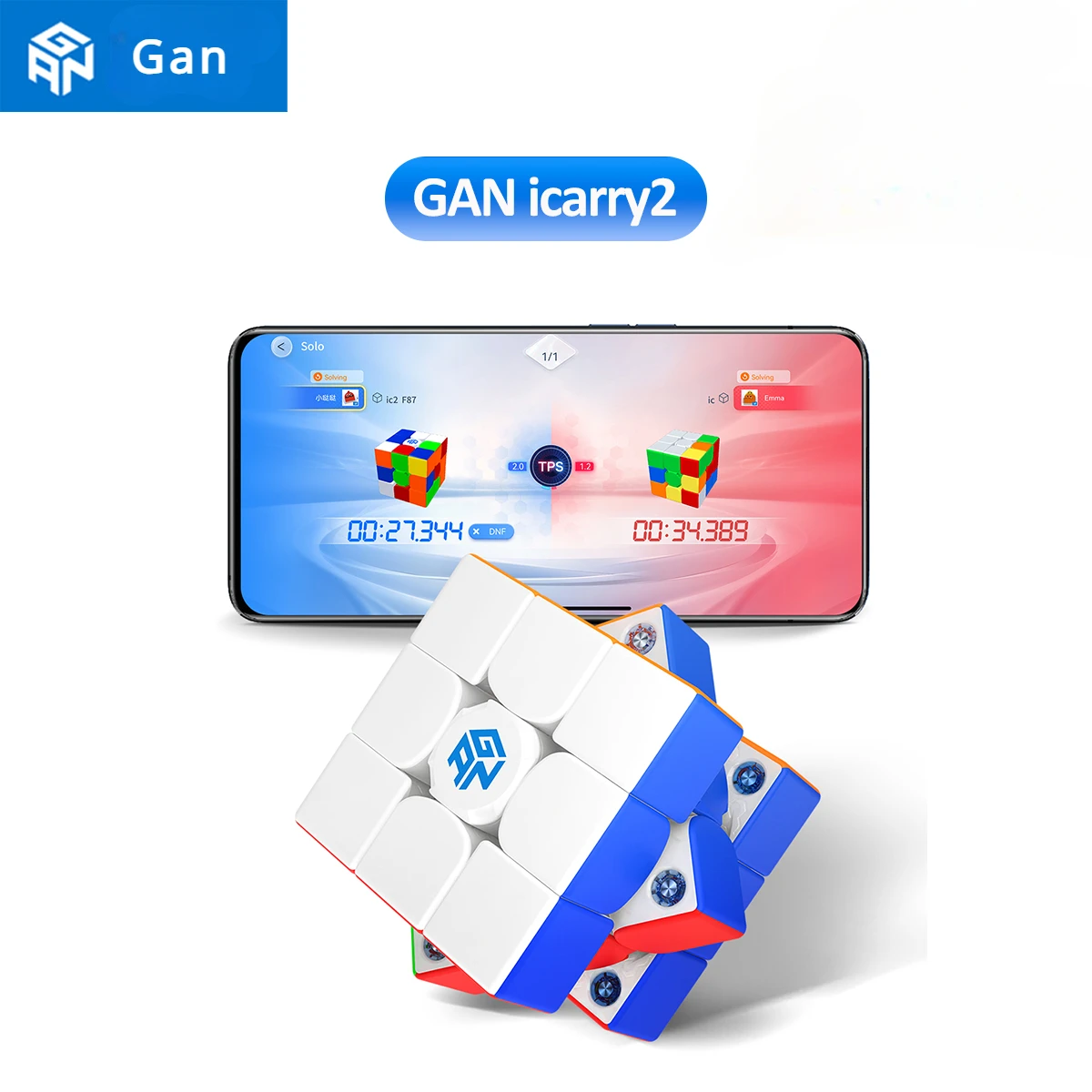 

GAN 356 I Carry 2 Smart Cube 3x3 Speed Cube Intelligent Tracking Timing Movements Steps with CubeStation App 6-12y Toys for Kids