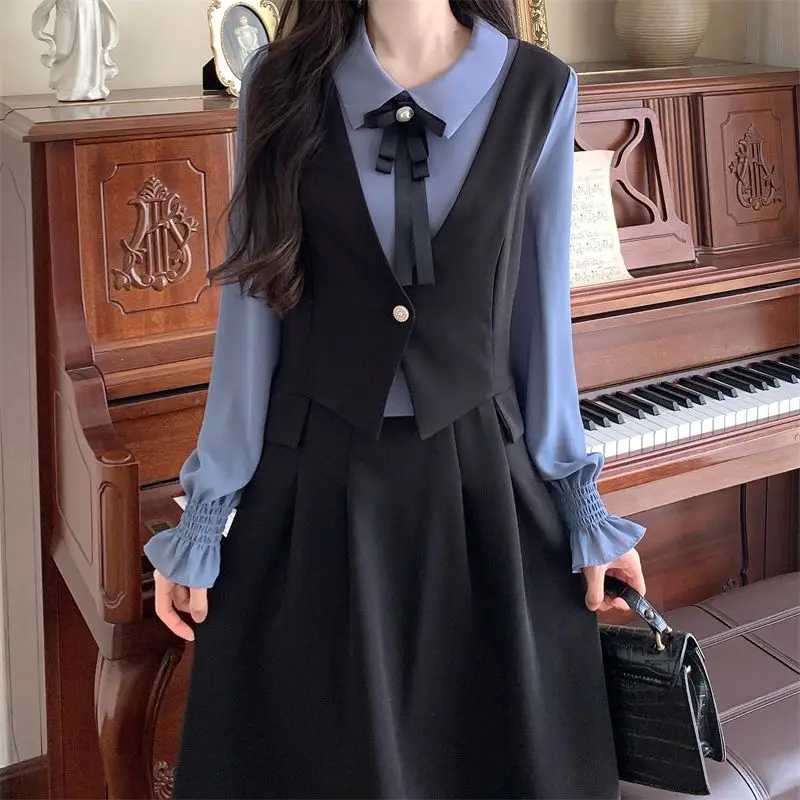 Plus Size 6XL 150kg Spring Vintage Dress Long Sleeve Bow Neck Fake Two Pieces Sweet Lady Solid Color Dress High Waist Dresses
Plus Size 6XL 150kg Spring Vintage Dress Long Sleeve Bow Neck Fake Two Pieces Sweet Lady Solid Color Dress High Waist Dresses