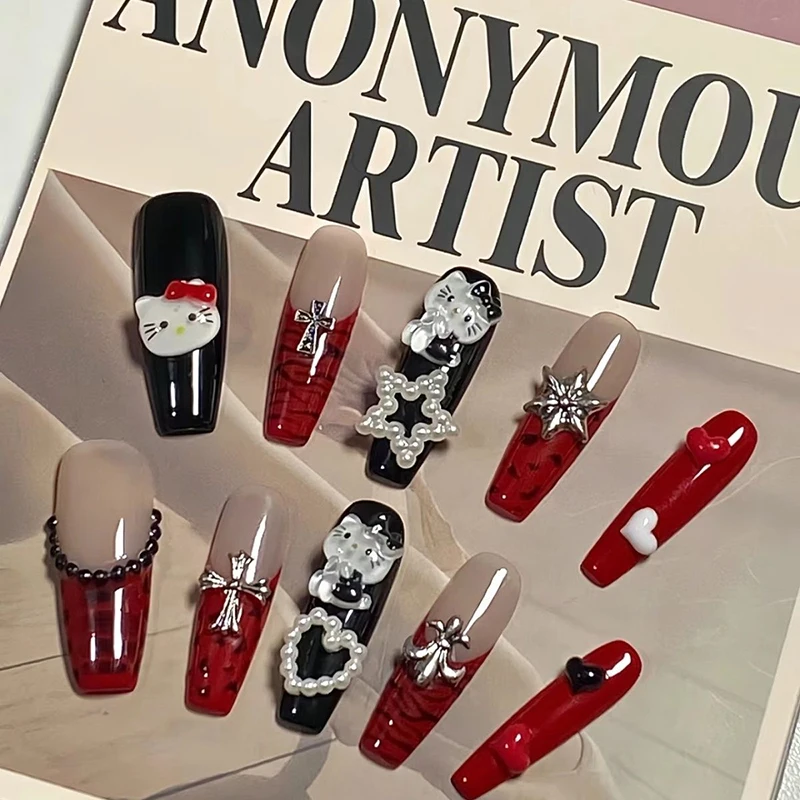 Sanrio Kawaii Hello Kitty Anime Leopard Print Handwork Press-On Nails Sweet Cute Cartoon Manicure Spice Girl Gifts for Girls
Sanrio Kawaii Hello Kitty Anime Leopard Print Handwork Press-On Nails Sweet Cute Cartoon Manicure Spice Girl Gifts for Girls