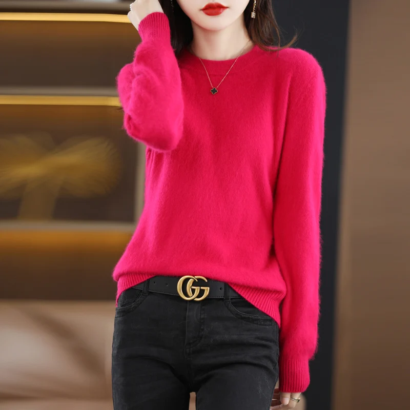 Women's Sweater Round Neck Loose Pullover Mink Wool Sweater Thickened Lazy Style Knitting With Solid Color In Autumn And Winter
Women's Sweater Round Neck Loose Pullover Mink Wool Sweater Thickened Lazy Style Knitting With Solid Color In Autumn And Winter