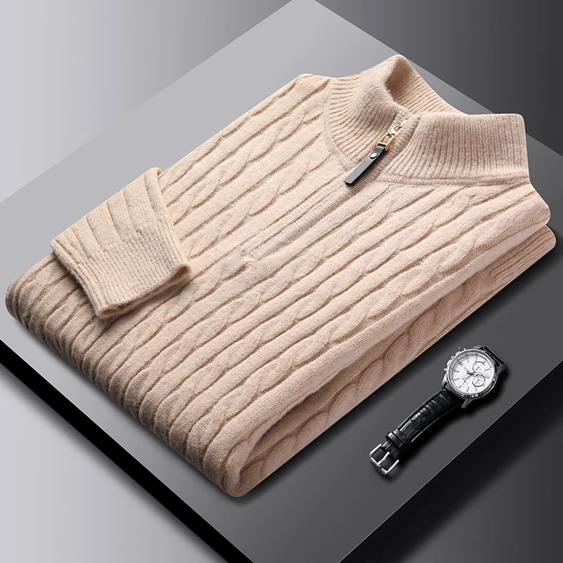 Exquisite Jacquard Men's Solid Color Half Zipper Thick Sweater Knitted Sweater Autumn/winter Fashion Zipper Casual Warm Pullover
Exquisite Jacquard Men's Solid Color Half Zipper Thick Sweater Knitted Sweater Autumn/winter Fashion Zipper Casual Warm Pullover