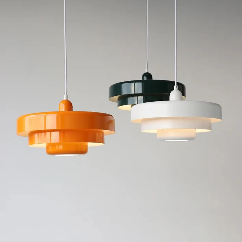 

Retro Orange Lamp Shades Pendant Lamp Dining Room Home Decor LED Ceiling Chandelier Cafe Bar Hanging Lights Kitchen Accessories