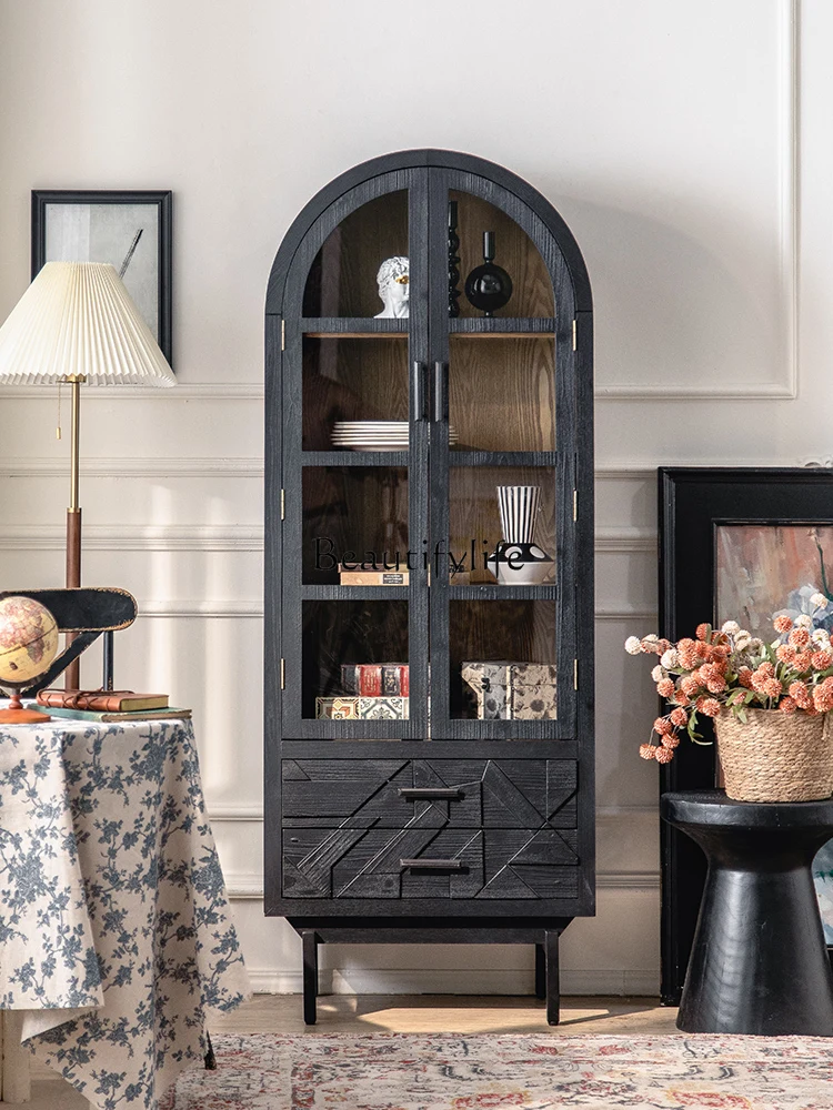 American-Style Solid Wood with Glass Door Arch Black Carved Two-Door Cabinet Guest Restaurant Wine Cabinet Integrated
American-Style Solid Wood with Glass Door Arch Black Carved Two-Door Cabinet Guest Restaurant Wine Cabinet Integrated