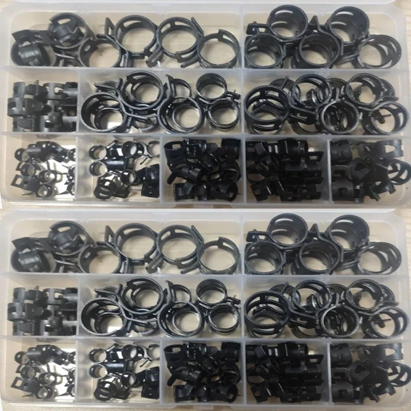 100PCS 6/7/8/9/10/11/12/14/15/17mm Boxed Black Elastic Hoops Clamps For Fuel Air Gas Water Pipe Spring Hose Metal Clips Kits
100PCS 6/7/8/9/10/11/12/14/15/17mm Boxed Black Elastic Hoops Clamps For Fuel Air Gas Water Pipe Spring Hose Metal Clips Kits