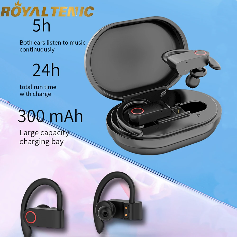 

A9 Pro Sport TWS Wireless Earphone with Mic Soft Earhook IPX7 Siri Voice Assistant Stereo Bluetooth Headset Low Latency for Game