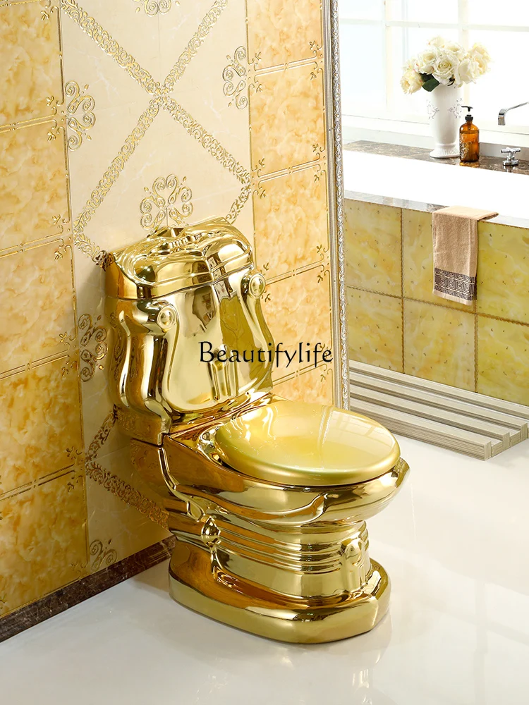 European-Style Gold Toilet Retro Hotel Color Toilet Relief Split Color Gold Creative Toilet 
European-Style Gold Toilet Retro Hotel Color Toilet Relief Split Color Gold Creative Toilet