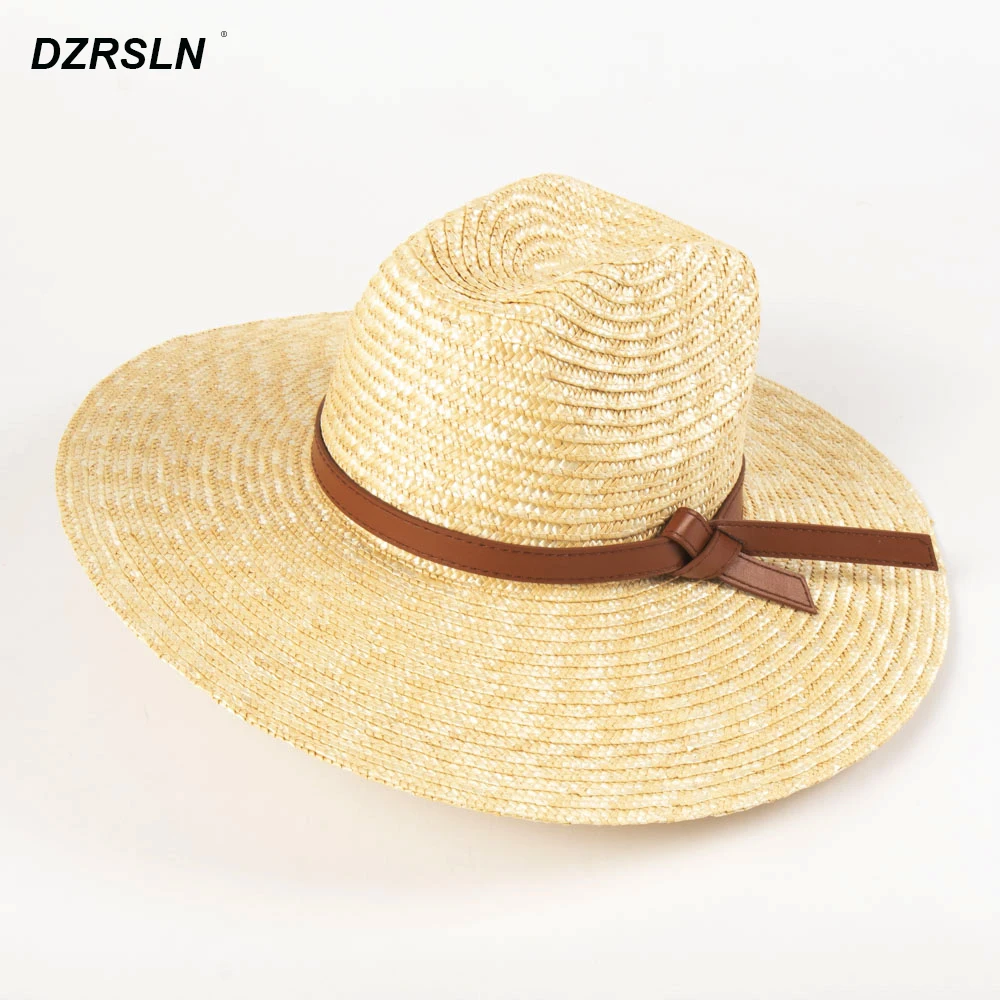 

Соломенная шляпа с широкими полями и ремнем, женские летние большие пляжные шляпы, ковбойская Солнцезащитная шляпа, солнцезащитный козырек