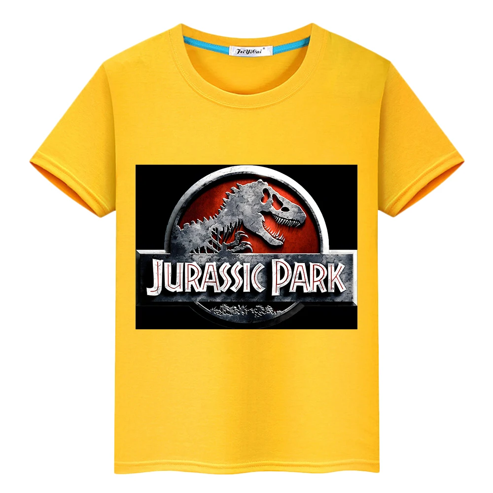 

Jurassic Park Summer Anime Tees Dinosaur Short Tops Kawaii Jurassic World 100%Cotton T-shirt y2k one piece kids clothes boy girl
