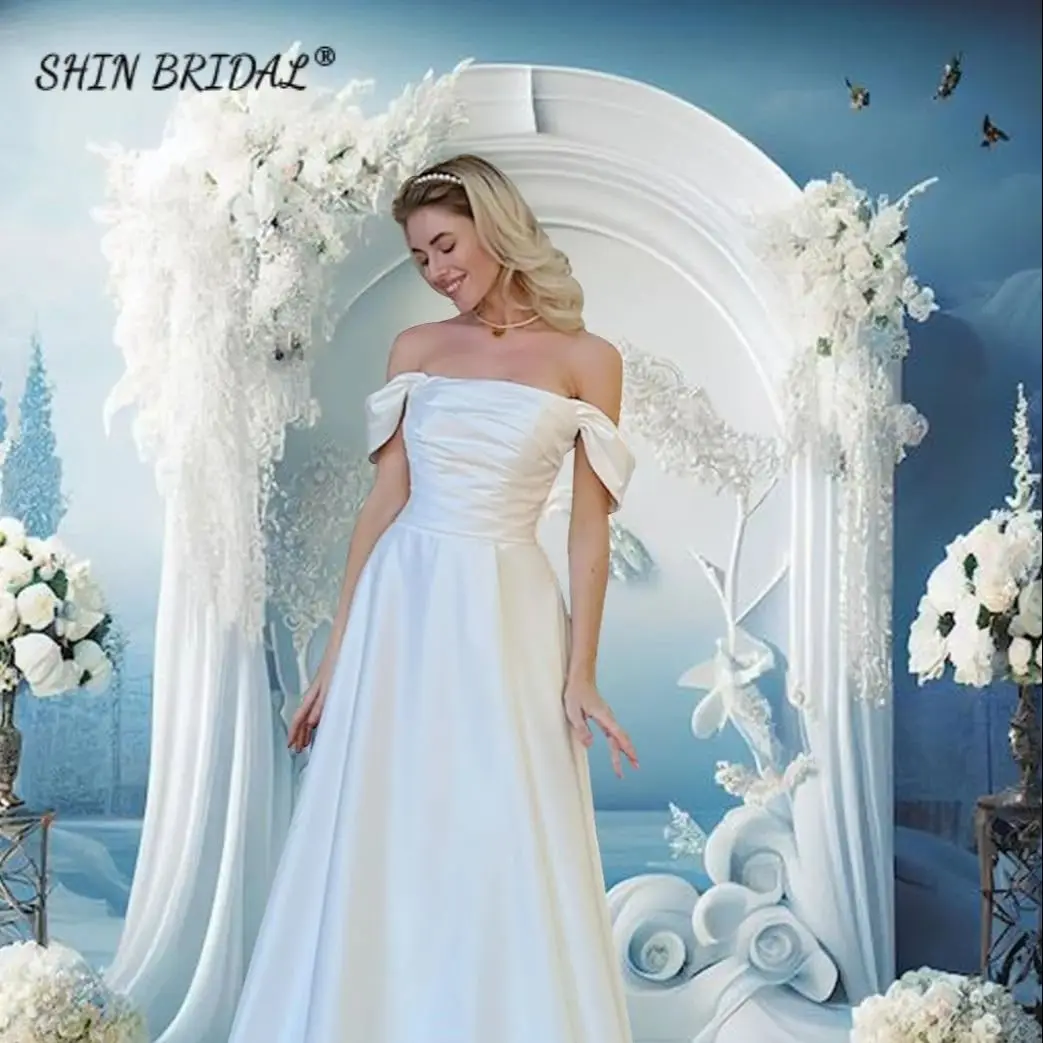 SHIN BRIDAL Satin Off the Shoulder Evening Dress for Women Floor Length Backless Bridesmaid Dress A Line Wedding Dress for Women
SHIN BRIDAL Satin Off the Shoulder Evening Dress for Women Floor Length Backless Bridesmaid Dress A Line Wedding Dress for Women